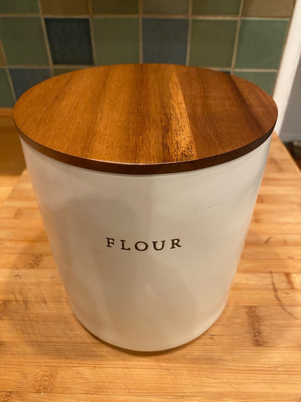 Hearth & Hand Magnolia ~FLOUR ~ Stoneware Canister w/ Wood Lid discontinued